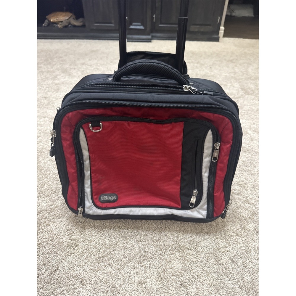 eBags Wheeled Carry On Upright Rolling Luggage Red 18" Under Seat Expandable EUC